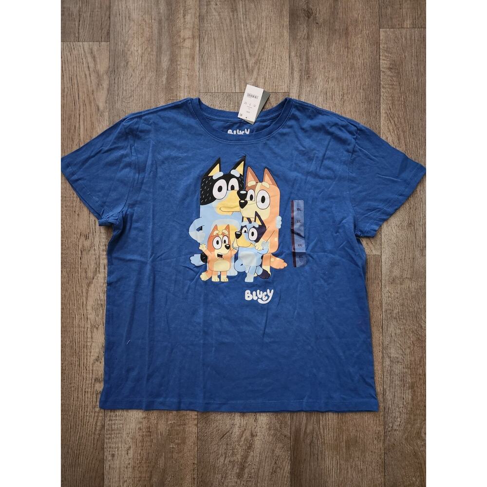 BLUEY Women's Graphic T Shirt Size XXL Blue Cotton *NWT*
